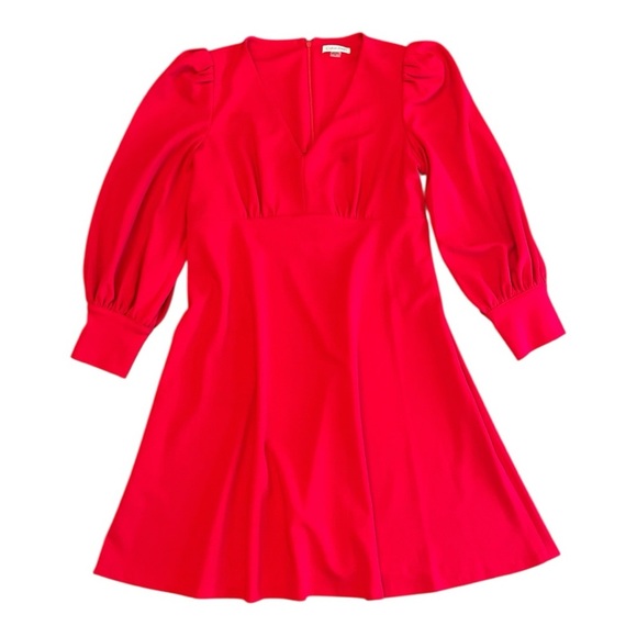 Calvin Klein Women’s Red Puff-Sleeve Fit-&-Flare Dress Size 14 special occasion - Picture 3 of 10